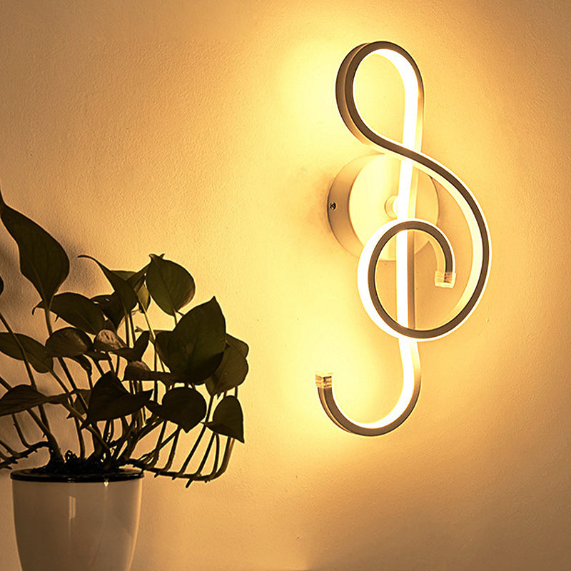 Rhythm Shaped Bedroom Wall Sconce Modern Stype Black/White Acrylic LED Wall Mounted Lamp, Neutral/Warm/White Light Clearhalo 'Modern wall lights' 'Modern' 'Wall Lamps & Sconces' 'Wall Lights' Lighting' 240165