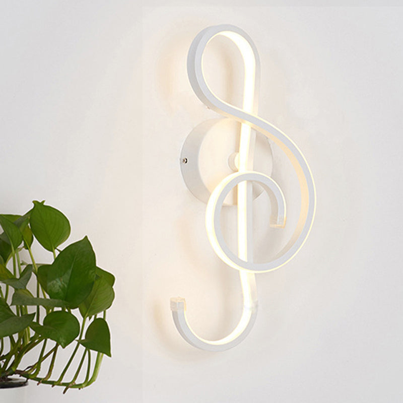 Rhythm Shaped Bedroom Wall Sconce Modern Stype Black/White Acrylic LED Wall Mounted Lamp, Neutral/Warm/White Light White Clearhalo 'Modern wall lights' 'Modern' 'Wall Lamps & Sconces' 'Wall Lights' Lighting' 240167