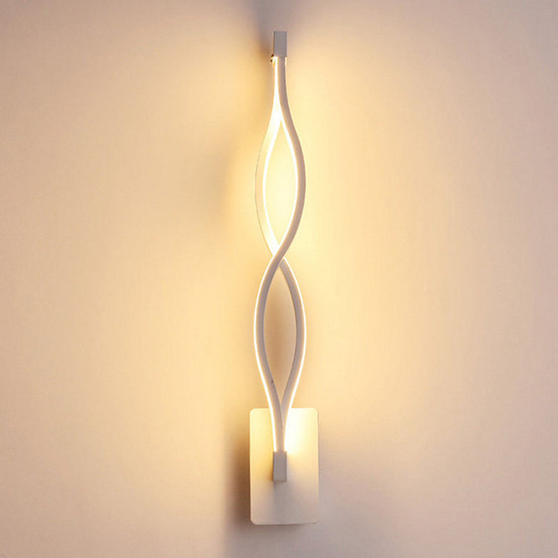 Acrylic Twisting Body Wall Light Sconce Modern Black/White Wall Mount Lamp in Neutral/Warm/White Light White Clearhalo 'Modern wall lights' 'Modern' 'Wall Lamps & Sconces' 'Wall Lights' Lighting' 240172