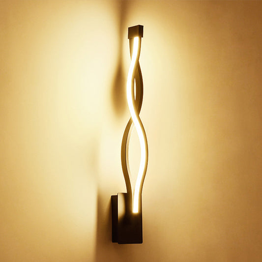 Acrylic Twisting Body Wall Light Sconce Modern Black/White Wall Mount Lamp in Neutral/Warm/White Light Black Clearhalo 'Modern wall lights' 'Modern' 'Wall Lamps & Sconces' 'Wall Lights' Lighting' 240174