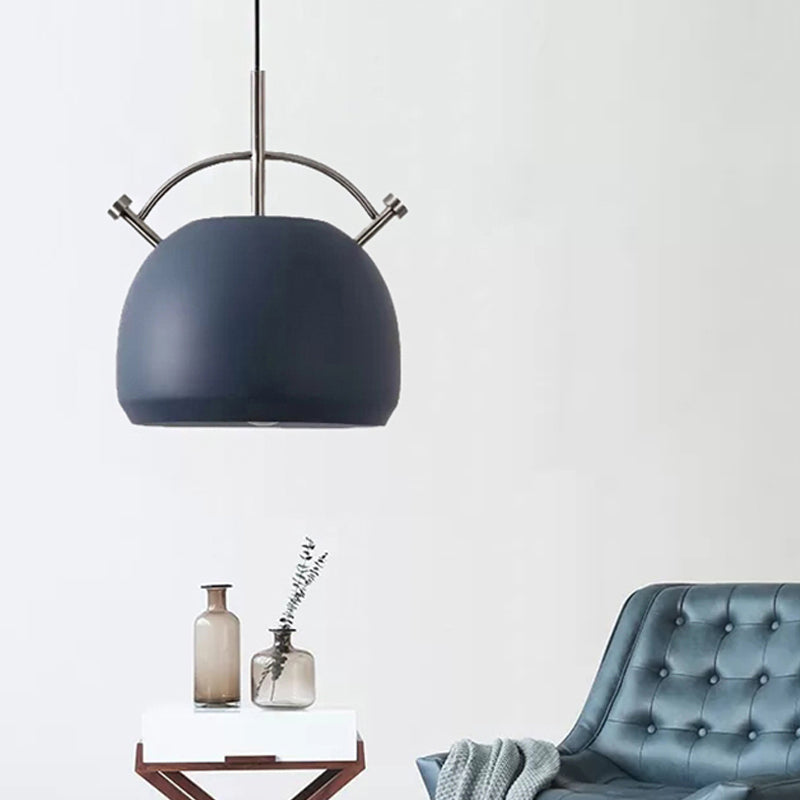 Metal Curved Shade Pendant Lamp Restaurant Cafe 1 Head Macaron Style Ceiling Lamp Clearhalo 'Ceiling Lights' 'Pendant Lights' 'Pendants' Lighting' 240292