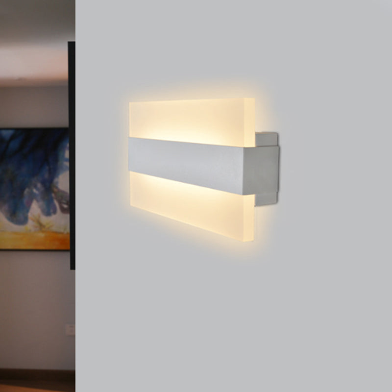 9" Wide Acrylic Rectangular Wall Lamp Simple LED White Sconce Light Fixture for Bedroom Clearhalo 'Modern wall lights' 'Modern' 'Wall Lamps & Sconces' 'Wall Lights' Lighting' 240294