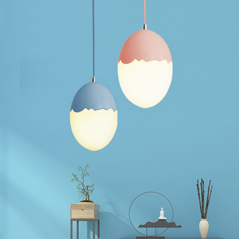 Modern Stylish Hanging Light Eggshell Acrylic Metal Suspension Light for Dining Room Clearhalo 'Ceiling Lights' 'Glass shade' 'Glass' 'Pendant Lights' 'Pendants' Lighting' 240303