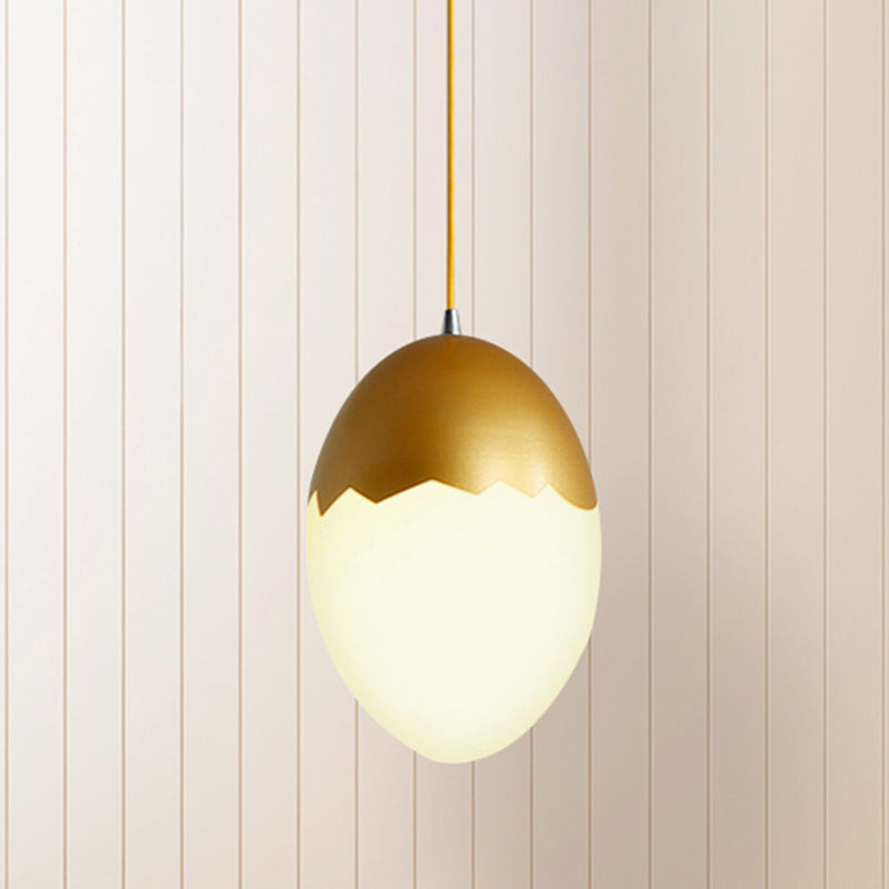 Modern Stylish Hanging Light Eggshell Acrylic Metal Suspension Light for Dining Room Gold Clearhalo 'Ceiling Lights' 'Glass shade' 'Glass' 'Pendant Lights' 'Pendants' Lighting' 240308