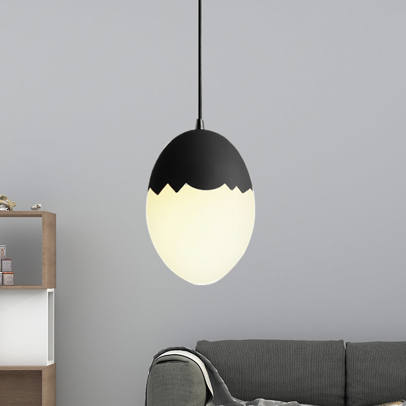 Modern Stylish Hanging Light Eggshell Acrylic Metal Suspension Light for Dining Room Clearhalo 'Ceiling Lights' 'Glass shade' 'Glass' 'Pendant Lights' 'Pendants' Lighting' 240314