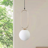 Contemporary Orb Shade Pendant Light Milk Glass 1 Head Living Room Hanging Fixture in Gold Finish Gold Clearhalo 'Ceiling Lights' 'Glass shade' 'Glass' 'Modern Pendants' 'Modern' 'Pendant Lights' 'Pendants' Lighting' 240315