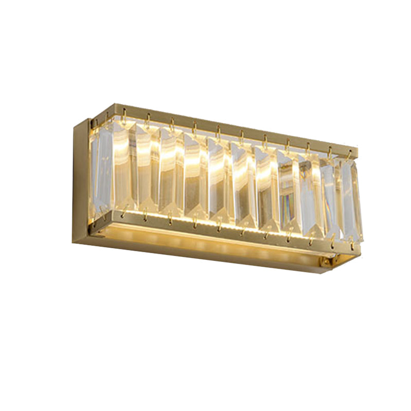 10"/10.5"/16" Wide Round/Rectangle Sconce Light Traditionary Crystal Brass LED Wall Lamp Fixture for Bedroom Brass 10.5" Rectangle Clearhalo 'Vanity Lights' 'Wall Lights' Lighting' 240328