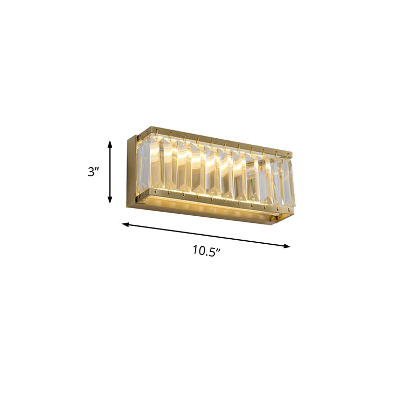 10"/10.5"/16" Wide Round/Rectangle Sconce Light Traditionary Crystal Brass LED Wall Lamp Fixture for Bedroom Clearhalo 'Vanity Lights' 'Wall Lights' Lighting' 240329