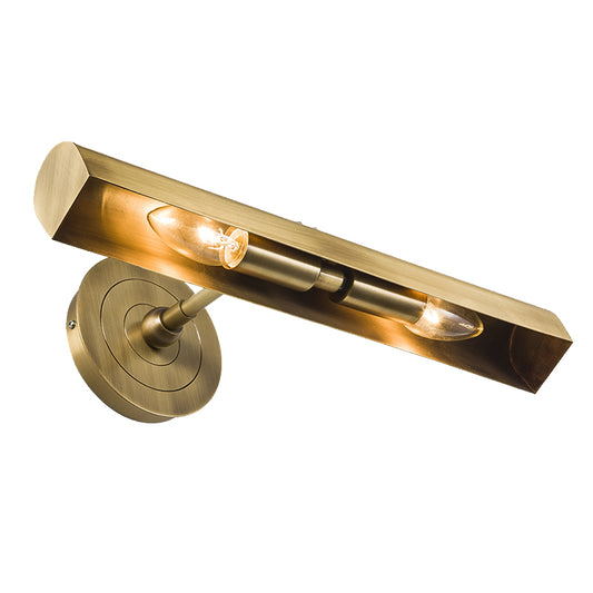 Straight Vanity Lamp Traditionary Metal 2 Bulbs Brass Wall Mounted Light for Bathroom Clearhalo 'Vanity Lights' 'Wall Lights' Lighting' 240343