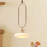 Fly Saucer Pendant Lighting Contemporary Style Milk Glass 1 Light Bedside Ceiling Pendant Lamp in Gold Finish Gold Clearhalo 'Ceiling Lights' 'Glass shade' 'Glass' 'Modern Pendants' 'Modern' 'Pendant Lights' 'Pendants' Lighting' 240404