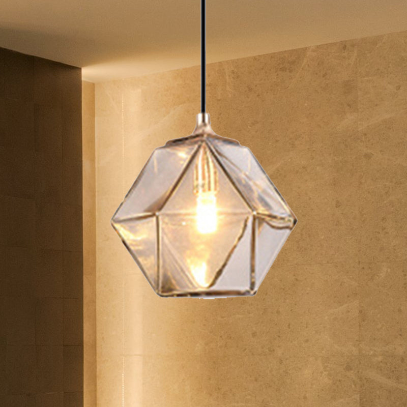 Geometric Pendant Lighting Modern Glass 1 Light Grey/Amber Hanging Pendant Light Clearhalo 'Ceiling Lights' 'Glass shade' 'Glass' 'Modern Pendants' 'Modern' 'Pendant Lights' 'Pendants' Lighting' 240440