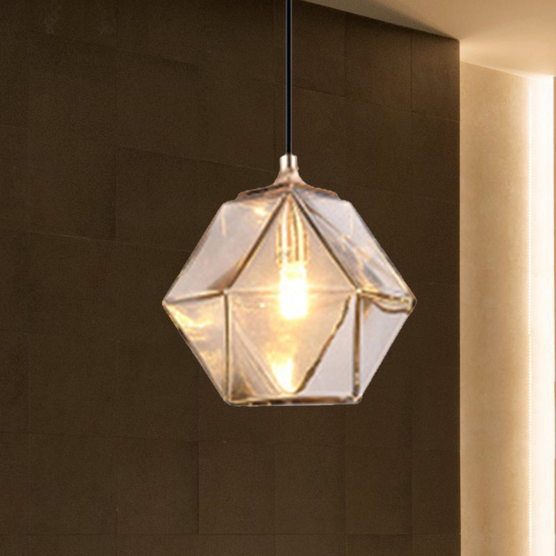 Geometric Pendant Lighting Modern Glass 1 Light Grey/Amber Hanging Pendant Light Clearhalo 'Ceiling Lights' 'Glass shade' 'Glass' 'Modern Pendants' 'Modern' 'Pendant Lights' 'Pendants' Lighting' 240441