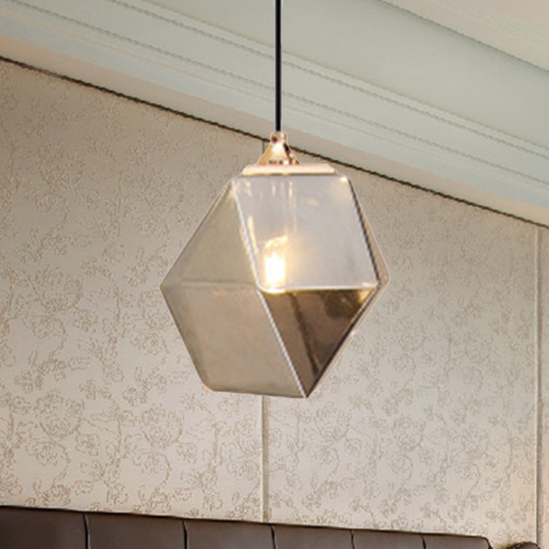 Geometric Pendant Lighting Modern Glass 1 Light Grey/Amber Hanging Pendant Light Clearhalo 'Ceiling Lights' 'Glass shade' 'Glass' 'Modern Pendants' 'Modern' 'Pendant Lights' 'Pendants' Lighting' 240443