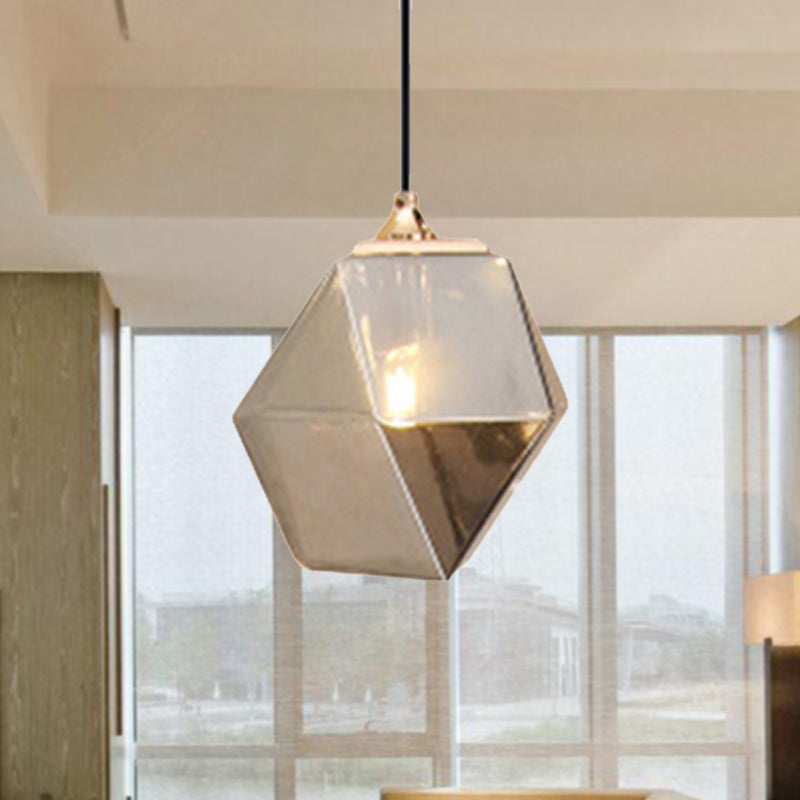 Geometric Pendant Lighting Modern Glass 1 Light Grey/Amber Hanging Pendant Light Clearhalo 'Ceiling Lights' 'Glass shade' 'Glass' 'Modern Pendants' 'Modern' 'Pendant Lights' 'Pendants' Lighting' 240444