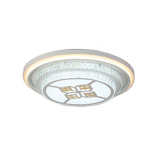 Crystal Tiered Flush Mount Led Light Simplicity White Ceiling Light Fixture for Living Room Clearhalo 'Ceiling Lights' 'Close To Ceiling Lights' 'Close to ceiling' 'Flush mount' Lighting' 2405017