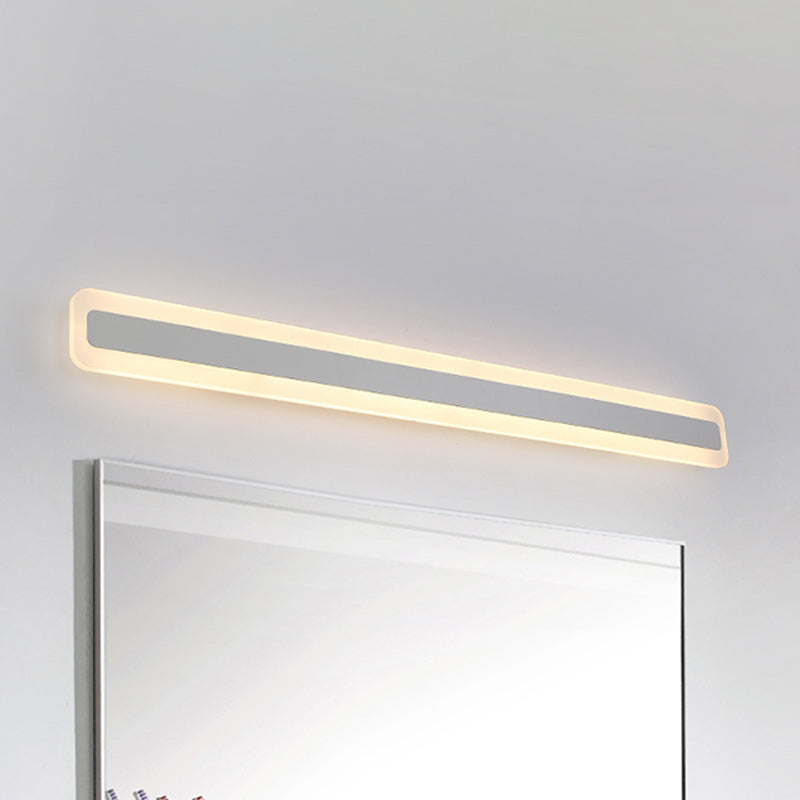 Linear Mirror Light Simplicity Acrylic LED Bathroom Vanity Lighting Fixture in Warm/White Light, 16"/19.5"/23.5" Wide White Warm Clearhalo 'Modern wall lights' 'Modern' 'Vanity Lights' 'Wall Lights' Lighting' 240503