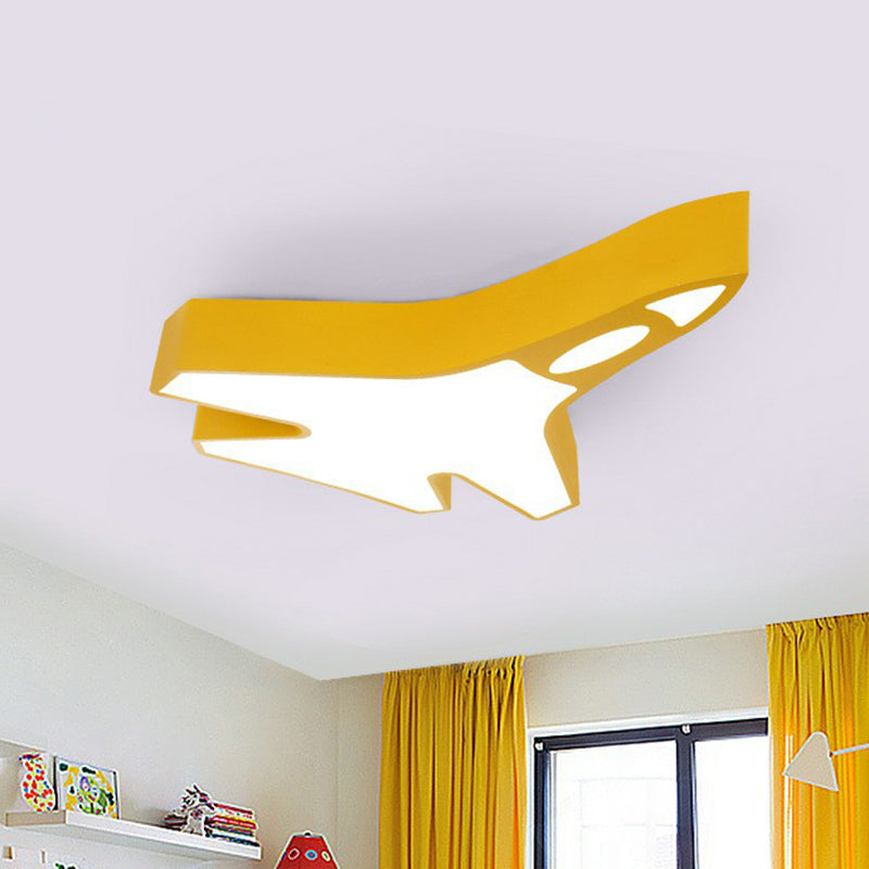 Aircraft Surface Mounted Led Ceiling Light Cartoon Metal Boys Bedroom Flushmount Yellow Clearhalo 'Ceiling Lights' 'Close To Ceiling Lights' 'Close to ceiling' 'Flush mount' Lighting' 2405066