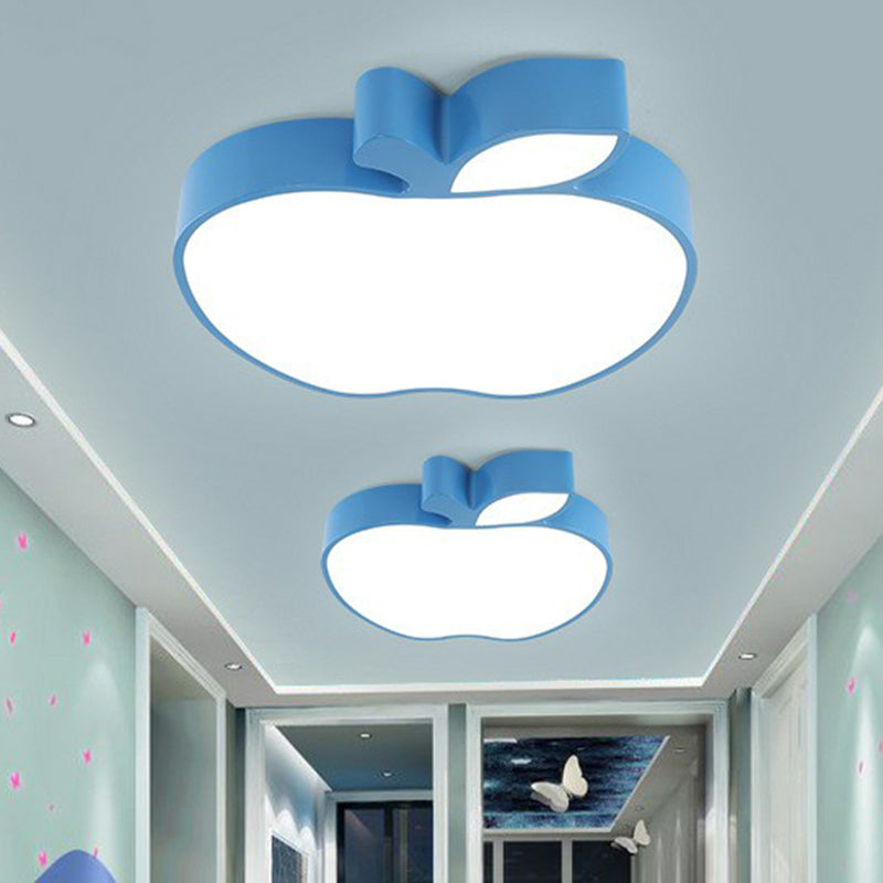 Apple Kindergarten Flush Mount Led Light Acrylic Cartoon Ceiling Flush Light in Blue Clearhalo 'Ceiling Lights' 'Close To Ceiling Lights' 'Close to ceiling' 'Flush mount' Lighting' 2405076