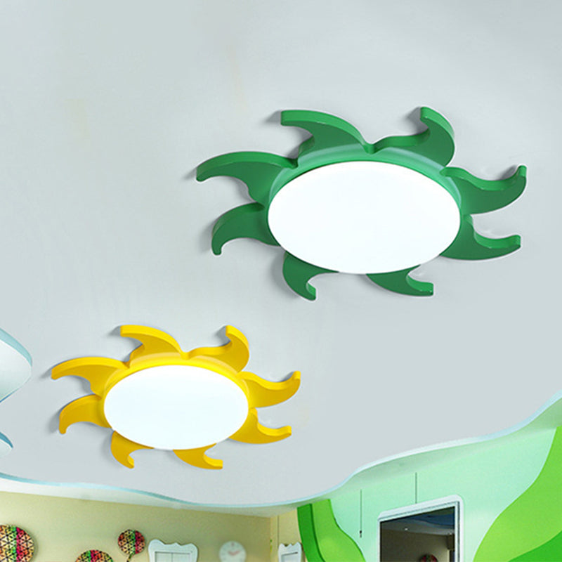 Cartoon Sun Ceiling Mount Lighting Metal Nursery LED Flush Mount Light Fixture in Yellow Clearhalo 'Ceiling Lights' 'Close To Ceiling Lights' 'Close to ceiling' 'Flush mount' Lighting' 2405080