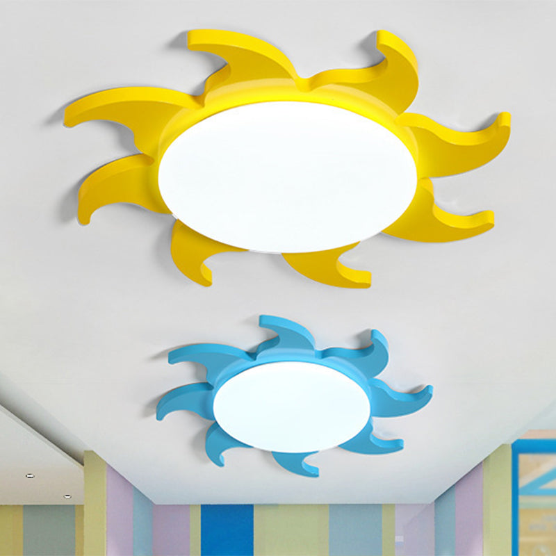 Cartoon Sun Ceiling Mount Lighting Metal Nursery LED Flush Mount Light Fixture in Yellow Clearhalo 'Ceiling Lights' 'Close To Ceiling Lights' 'Close to ceiling' 'Flush mount' Lighting' 2405081