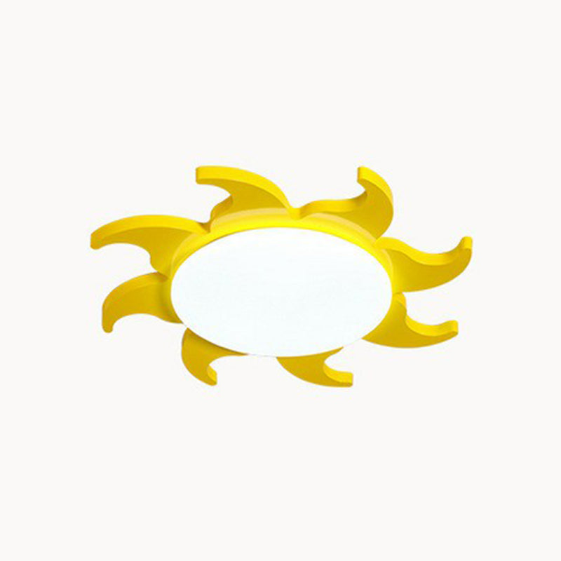 Cartoon Sun Ceiling Mount Lighting Metal Nursery LED Flush Mount Light Fixture in Yellow Clearhalo 'Ceiling Lights' 'Close To Ceiling Lights' 'Close to ceiling' 'Flush mount' Lighting' 2405083