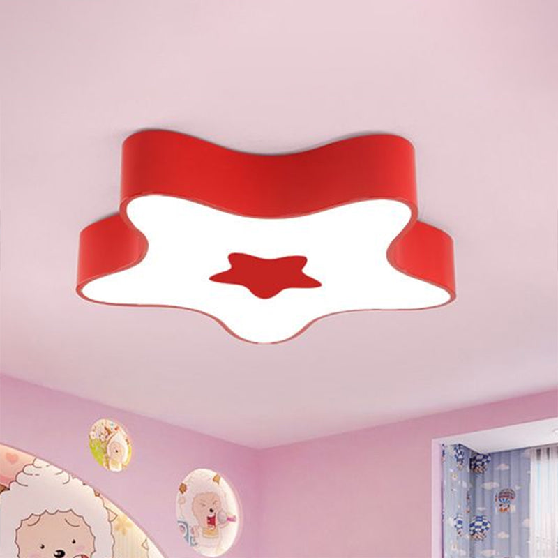 Acrylic Star Flush Ceiling Light Cartoon LED Flush Mount Fixture for Childrens Bedroom Red Clearhalo 'Ceiling Lights' 'Close To Ceiling Lights' 'Close to ceiling' 'Flush mount' Lighting' 2405085