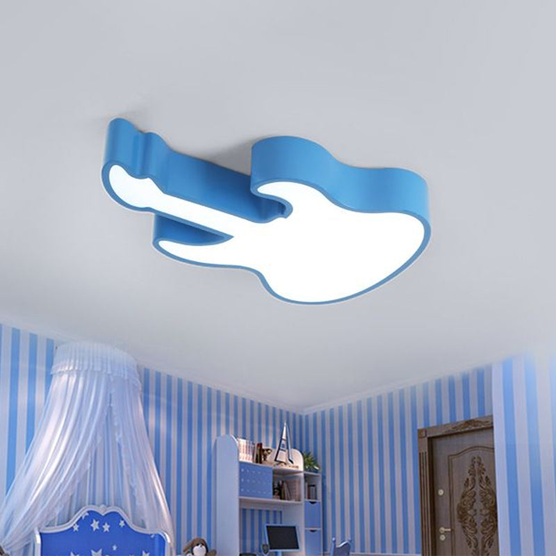 Guitar Flush Ceiling Light Kids Acrylic Classroom LED Flush Mount Lighting Fixture Blue Clearhalo 'Ceiling Lights' 'Close To Ceiling Lights' 'Close to ceiling' 'Flush mount' Lighting' 2405096