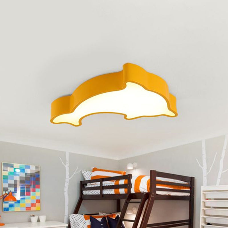 Cartoon Dolphin Flush Light Fixture Acrylic Baby Room LED Ceiling Flush Mount Light in Yellow Clearhalo 'Ceiling Lights' 'Close To Ceiling Lights' 'Close to ceiling' 'Flush mount' Lighting' 2405107