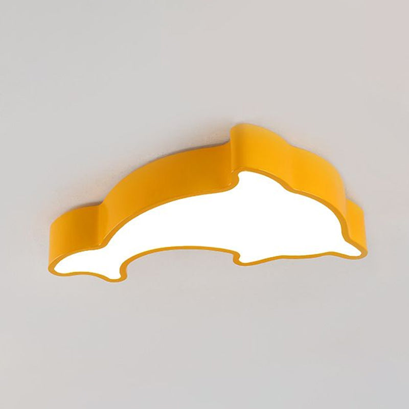 Cartoon Dolphin Flush Light Fixture Acrylic Baby Room LED Ceiling Flush Mount Light in Yellow Clearhalo 'Ceiling Lights' 'Close To Ceiling Lights' 'Close to ceiling' 'Flush mount' Lighting' 2405108