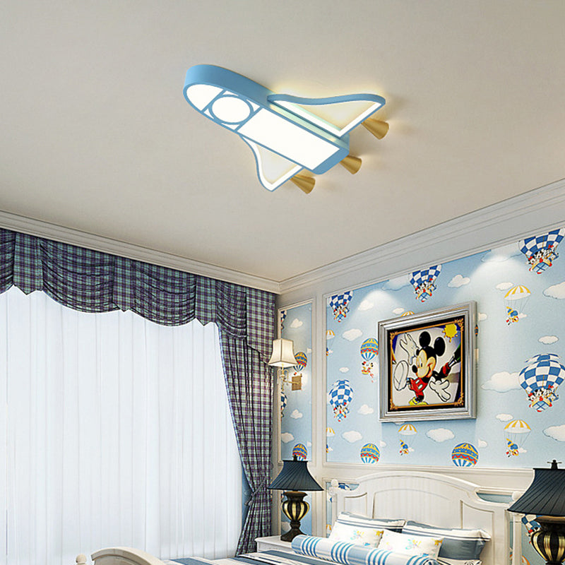 Jet Plane LED Flush-Mount Light Fixture Cartoon Acrylic Child Bedroom Ceiling Light in Blue Clearhalo 'Ceiling Lights' 'Close To Ceiling Lights' 'Close to ceiling' 'Flush mount' Lighting' 2405175