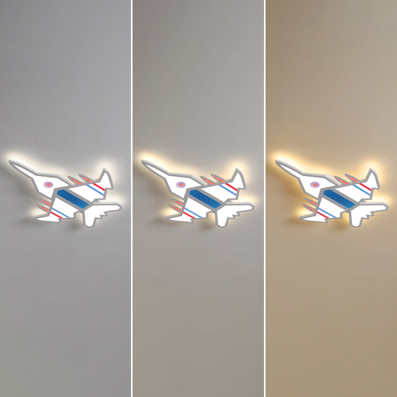 Airplane Flush Mount LED Light Childrens Acrylic Bedroom Ultrathin Ceiling Flush Light White 28" Third Gear Clearhalo 'Ceiling Lights' 'Close To Ceiling Lights' 'Close to ceiling' 'Semi-flushmount' Lighting' 2405306