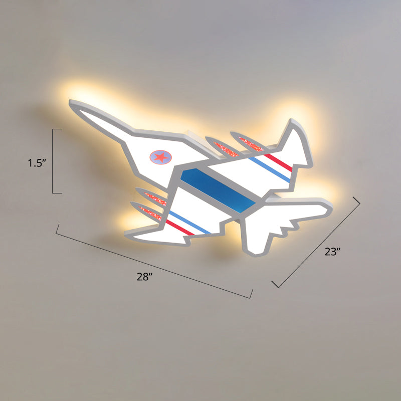 Airplane Flush Mount LED Light Childrens Acrylic Bedroom Ultrathin Ceiling Flush Light White 28" Warm Clearhalo 'Ceiling Lights' 'Close To Ceiling Lights' 'Close to ceiling' 'Semi-flushmount' Lighting' 2405307