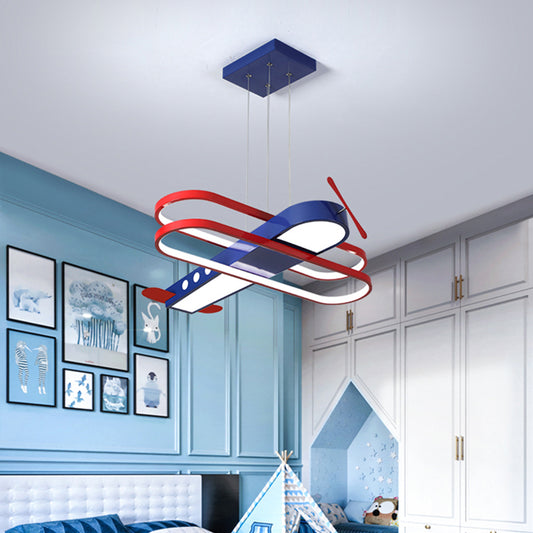 Biplane Childrens Room Ceiling Lamp Metallic Creative LED Semi Flush Mount Lighting Clearhalo 'Ceiling Lights' 'Close To Ceiling Lights' 'Close to ceiling' 'Semi-flushmount' Lighting' 2405315