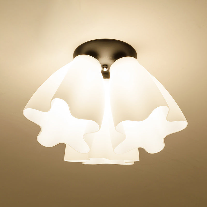 Floral Foyer Flush Light Fixture Country Style White Glass Flush Mount Ceiling Light 3 White Clearhalo 'Ceiling Lights' 'Close To Ceiling Lights' 'Close to ceiling' 'Flush mount' Lighting' 2405399