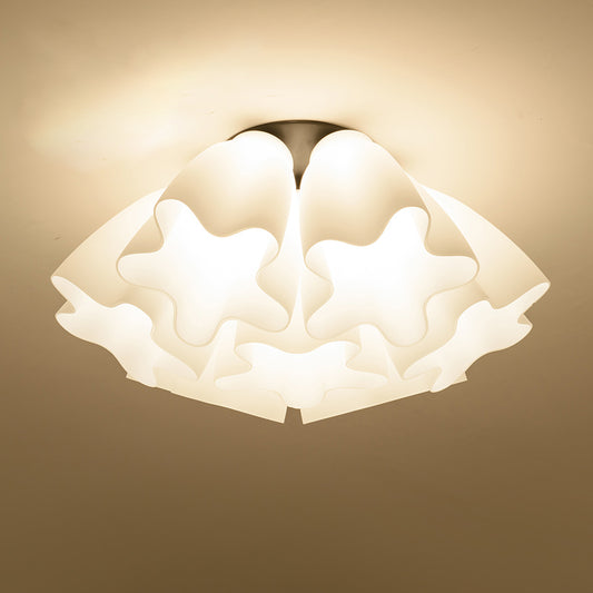 Floral Foyer Flush Light Fixture Country Style White Glass Flush Mount Ceiling Light 7 White Clearhalo 'Ceiling Lights' 'Close To Ceiling Lights' 'Close to ceiling' 'Flush mount' Lighting' 2405403