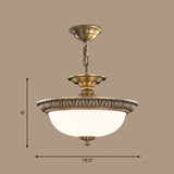 Bronze Bowl Suspension Light Antique Style White Glass Corridor Chandelier Pendant 4 Bronze Leaf Clearhalo 'Ceiling Lights' 'Chandeliers' Lighting' 2405610