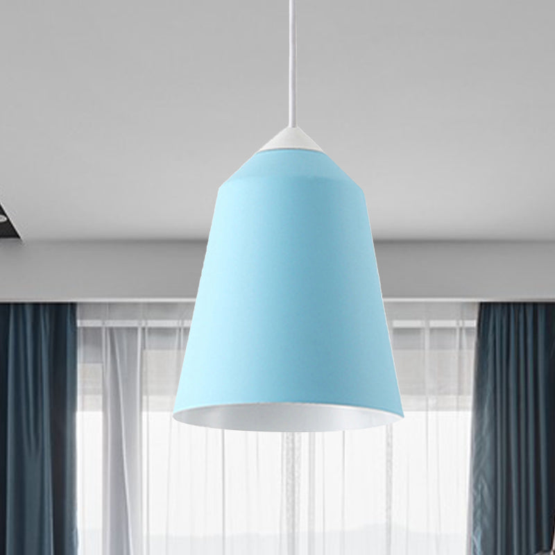 Bell Pendant Lighting Minimalist Metal 1 Light White/Blue/Gold Hanging Ceiling Light Blue Clearhalo 'Ceiling Lights' 'Modern Pendants' 'Modern' 'Pendant Lights' 'Pendants' Lighting' 240567