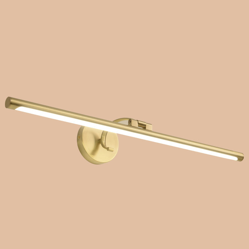 Linear Bathroom LED Vanity Sconce Acrylic Simplicity Wall Mount Lighting in Brass Brass 27.5" Clearhalo 'Cast Iron' 'Glass' 'Industrial' 'Modern wall lights' 'Modern' 'Tiffany' 'Traditional wall lights' 'Vanity Lights' 'Wall Lights' Lighting' 2405695