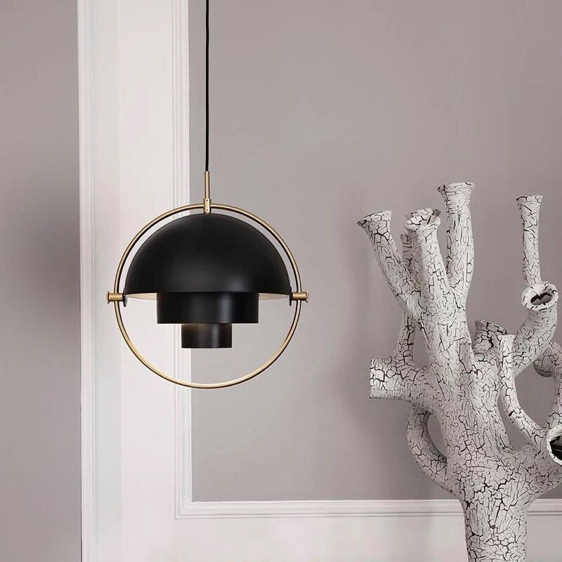 Mobile Hemispherical Pendant Lamp Creative Designer Metal Single Dining Room Ceiling Light Black Clearhalo 'Ceiling Lights' 'Modern Pendants' 'Modern' 'Pendant Lights' 'Pendants' Lighting' 2405713