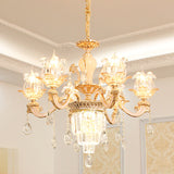 Opulent Crystal Beige Ceiling Light Flower Shaped Traditional Chandelier for Dining Room 6 Beige Clearhalo 'Ceiling Lights' 'Chandeliers' Lighting' 2405744