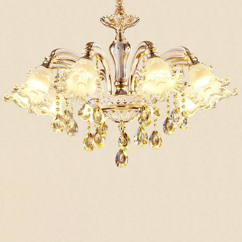 Ruffled Hanging Light Transitional Frosted Glass Ceiling Chandelier for Living Room 10 Silver Clearhalo 'Ceiling Lights' 'Chandeliers' Lighting' 2405843