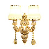 Faux Candle Sconce Lighting Traditional Metal Wall Lamp Fixture with Shade and Crystal Drop Clearhalo 'Wall Lamps & Sconces' 'Wall Lights' Lighting' 2405893