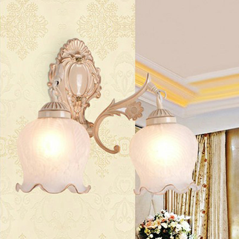 Frosted Glass Shaded Wall Lamp Country Style Hallway Wall Sconce Lighting Fixture Clearhalo 'Wall Lamps & Sconces' 'Wall Lights' Lighting' 2405903