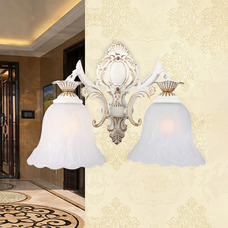 Frosted Glass Shaded Wall Lamp Country Style Hallway Wall Sconce Lighting Fixture Clearhalo 'Wall Lamps & Sconces' 'Wall Lights' Lighting' 2405904