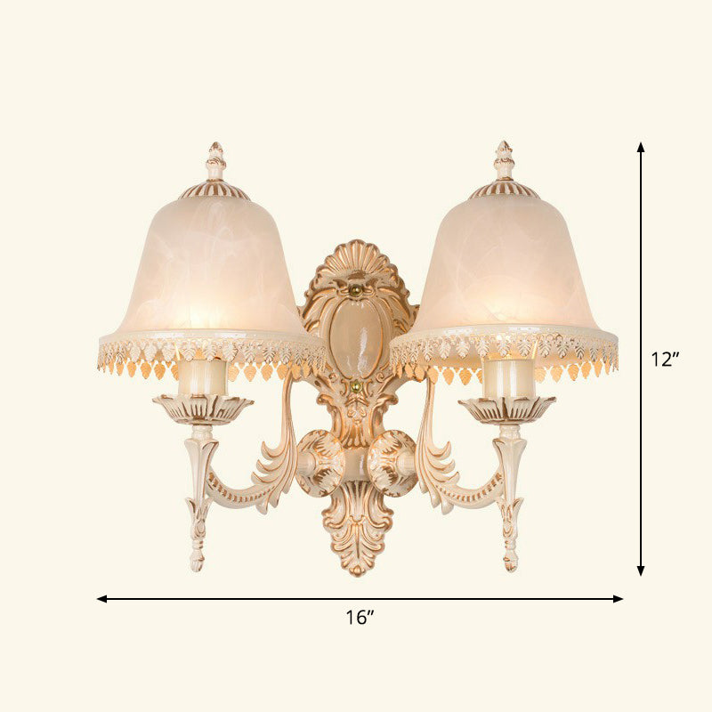 Frosted Glass Shaded Wall Lamp Country Style Hallway Wall Sconce Lighting Fixture 2.0 Beige Tower Clearhalo 'Wall Lamps & Sconces' 'Wall Lights' Lighting' 2405908