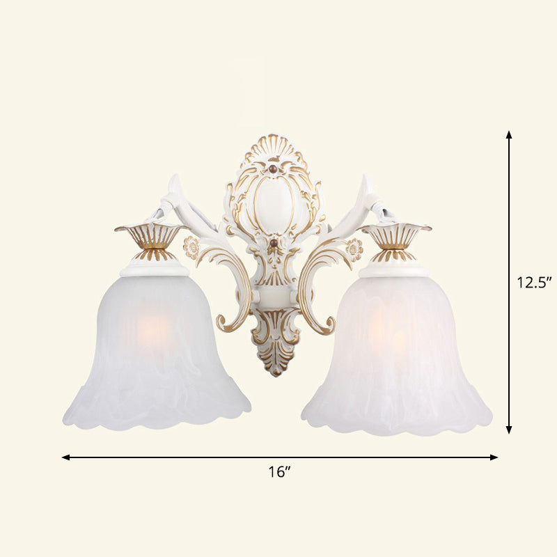 Frosted Glass Shaded Wall Lamp Country Style Hallway Wall Sconce Lighting Fixture 2.0 Beige Saucer Clearhalo 'Wall Lamps & Sconces' 'Wall Lights' Lighting' 2405909