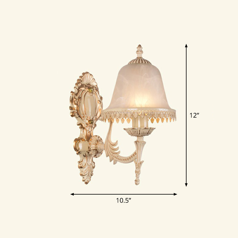 Frosted Glass Shaded Wall Lamp Country Style Hallway Wall Sconce Lighting Fixture 1.0 Beige Tower Clearhalo 'Wall Lamps & Sconces' 'Wall Lights' Lighting' 2405912