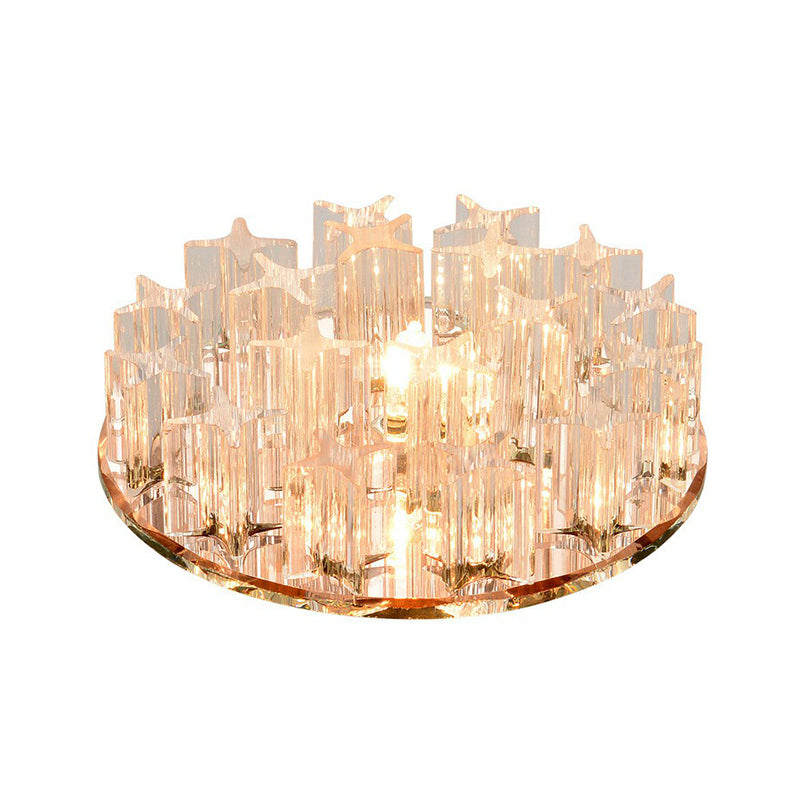 Round Crystal Prism Flushmount Lighting Simplicity Clear LED Ceiling Flush Light for Corridor Clearhalo 'Ceiling Lights' 'Close To Ceiling Lights' 'Close to ceiling' 'Flush mount' Lighting' 2406058