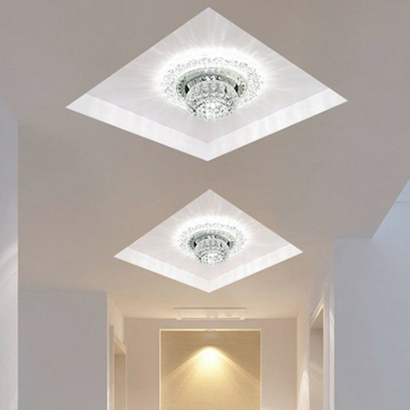 Dimpled Clear Crystal Ceiling Light Modernist LED Flush-Mount Light Fixture for Aisle Clearhalo 'Ceiling Lights' 'Close To Ceiling Lights' 'Close to ceiling' 'Flush mount' Lighting' 2406061