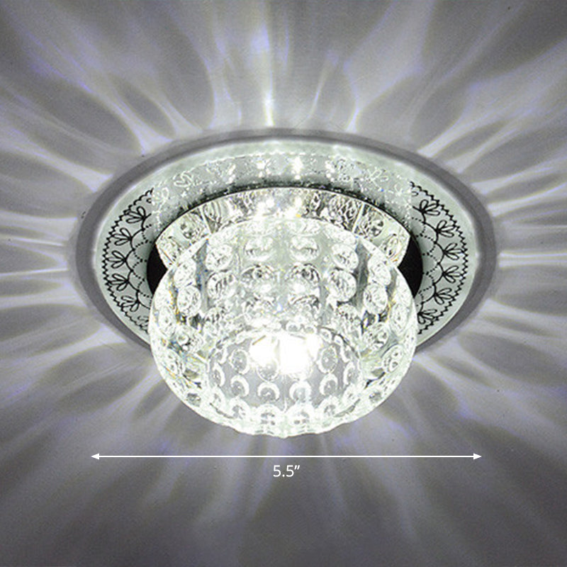 Dimpled Clear Crystal Ceiling Light Modernist LED Flush-Mount Light Fixture for Aisle Clear White Round Clearhalo 'Ceiling Lights' 'Close To Ceiling Lights' 'Close to ceiling' 'Flush mount' Lighting' 2406067